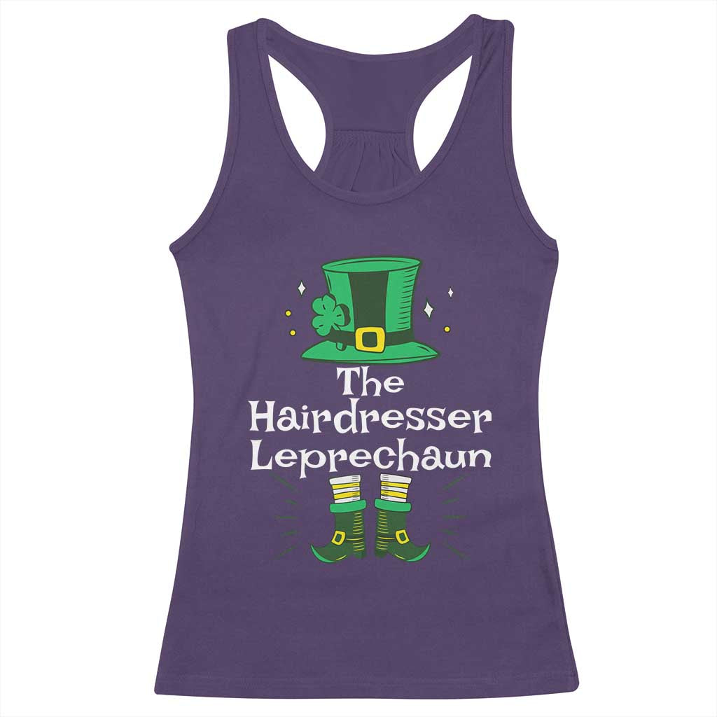 The Hairdresser Leprechaun Matching Group Racerback Tank Top Festive St Patricks Day Squad Hairdressers TS02 Purple Print Your Wear