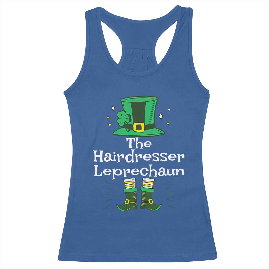 The Hairdresser Leprechaun Matching Group Racerback Tank Top Festive St Patricks Day Squad Hairdressers TS02 Royal Blue Print Your Wear