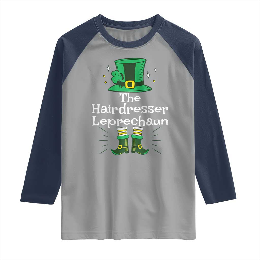 The Hairdresser Leprechaun Matching Group Raglan Shirt Festive St Patricks Day Squad Hairdressers TS02 Sport Gray Navy Print Your Wear