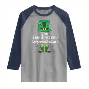 The Hairdresser Leprechaun Matching Group Raglan Shirt Festive St Patricks Day Squad Hairdressers TS02 Sport Gray Navy Print Your Wear