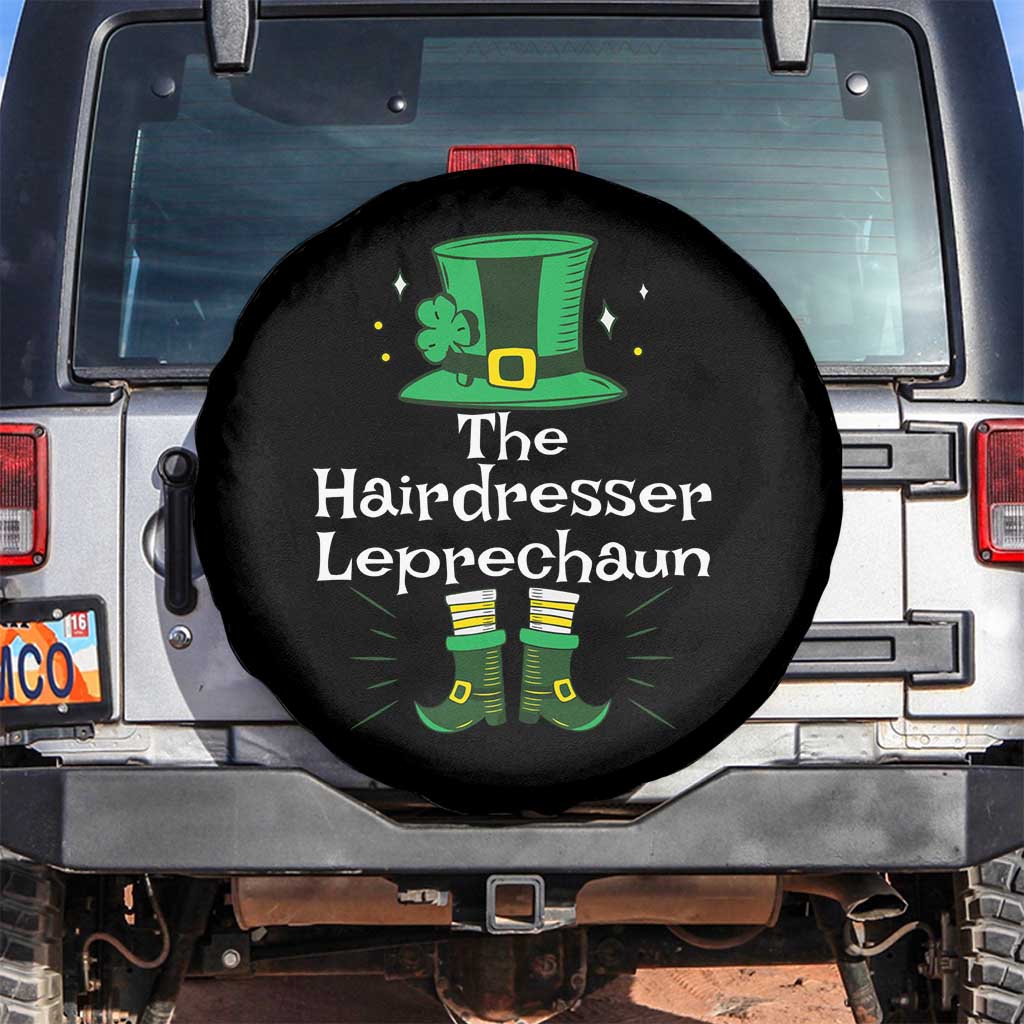 The Hairdresser Leprechaun Matching Group Spare Tire Cover Festive St Patricks Day Squad Hairdressers TS02 No hole Black Print Your Wear