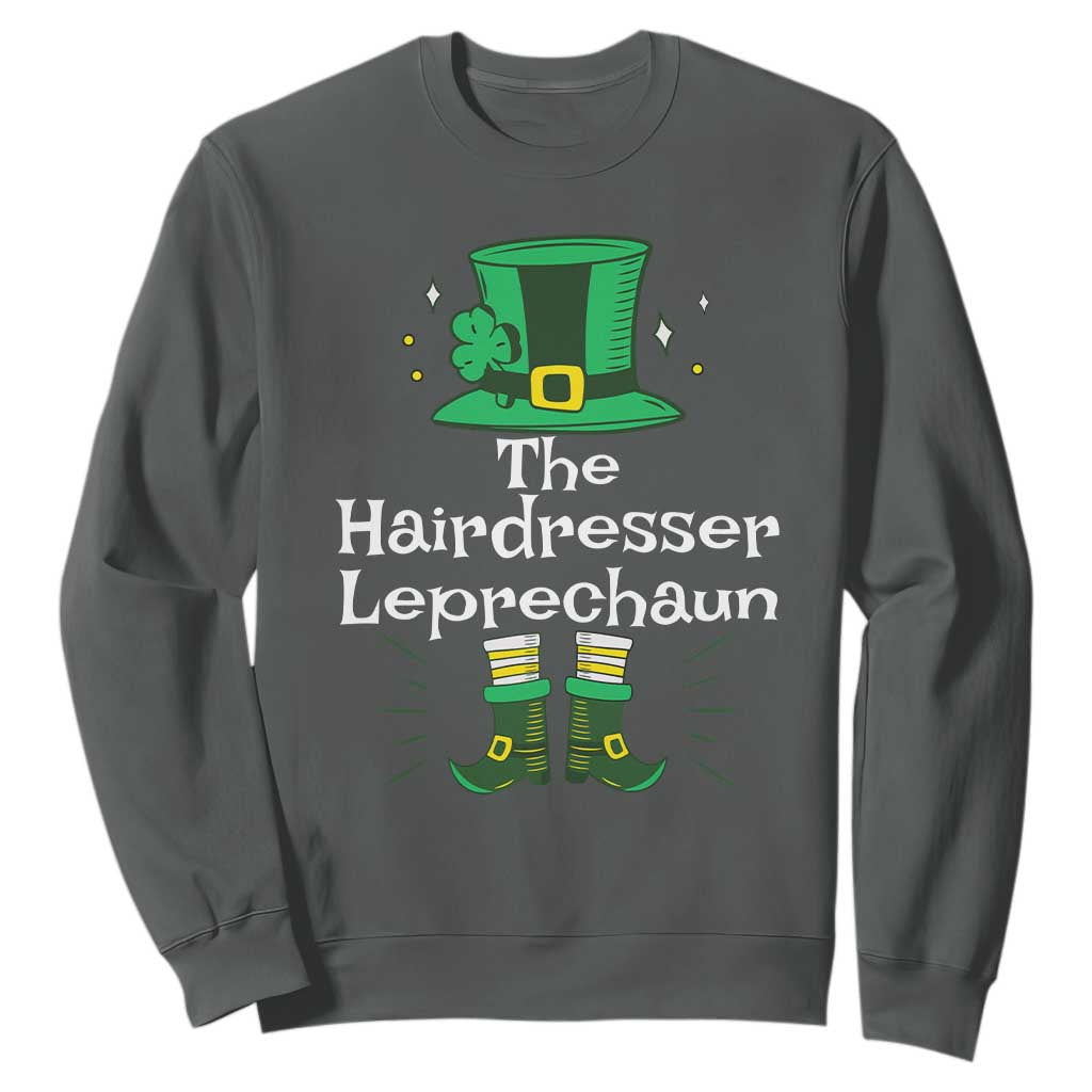 The Hairdresser Leprechaun Matching Group Sweatshirt Festive St Patricks Day Squad Hairdressers TS02 Dark Heather Print Your Wear