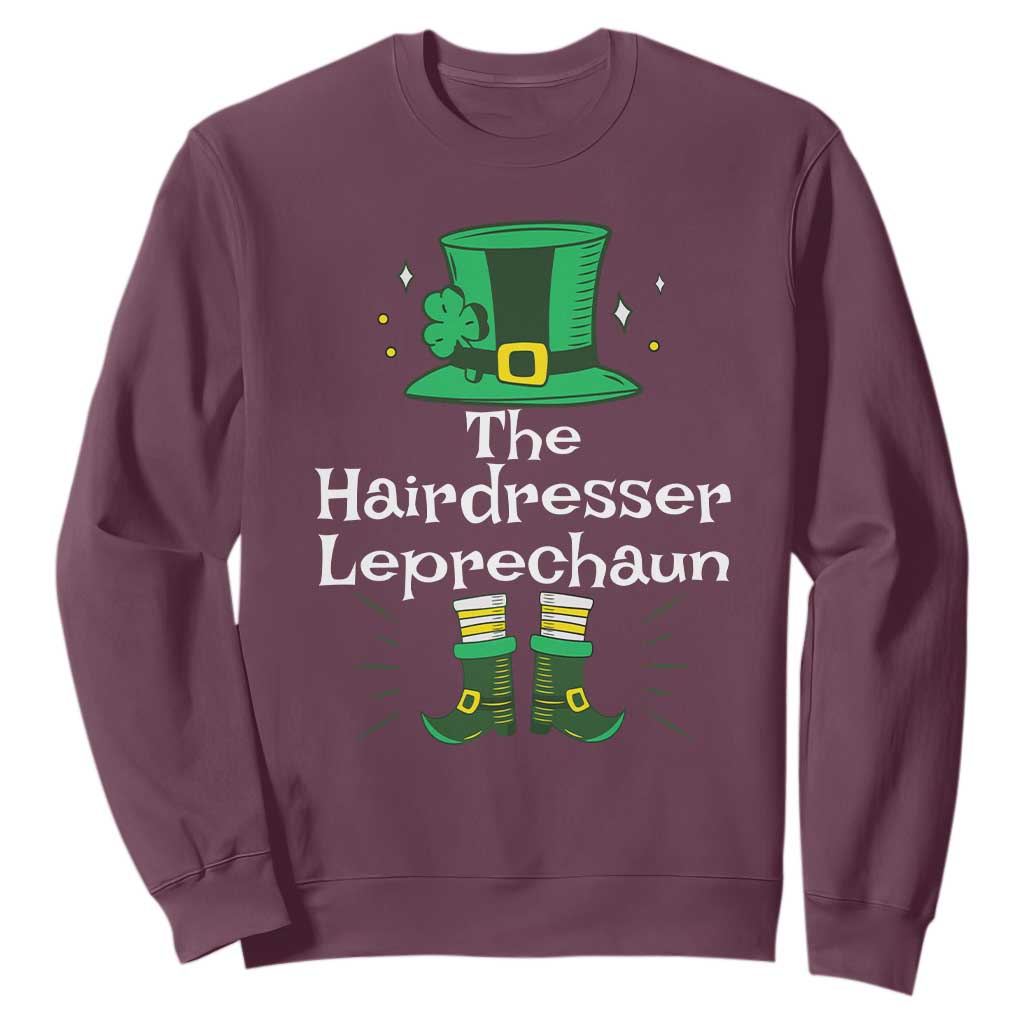 The Hairdresser Leprechaun Matching Group Sweatshirt Festive St Patricks Day Squad Hairdressers TS02 Maroon Print Your Wear