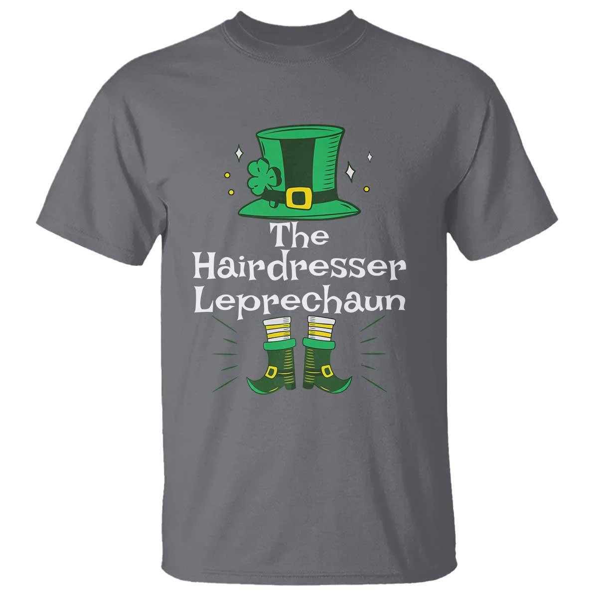 The Hairdresser Leprechaun Matching Group T Shirt Festive St Patricks Day Squad Hairdressers TS02 Charcoal Print Your Wear