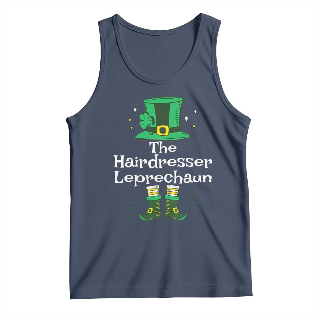 The Hairdresser Leprechaun Matching Group Tank Top Festive St Patricks Day Squad Hairdressers TS02 Navy Print Your Wear