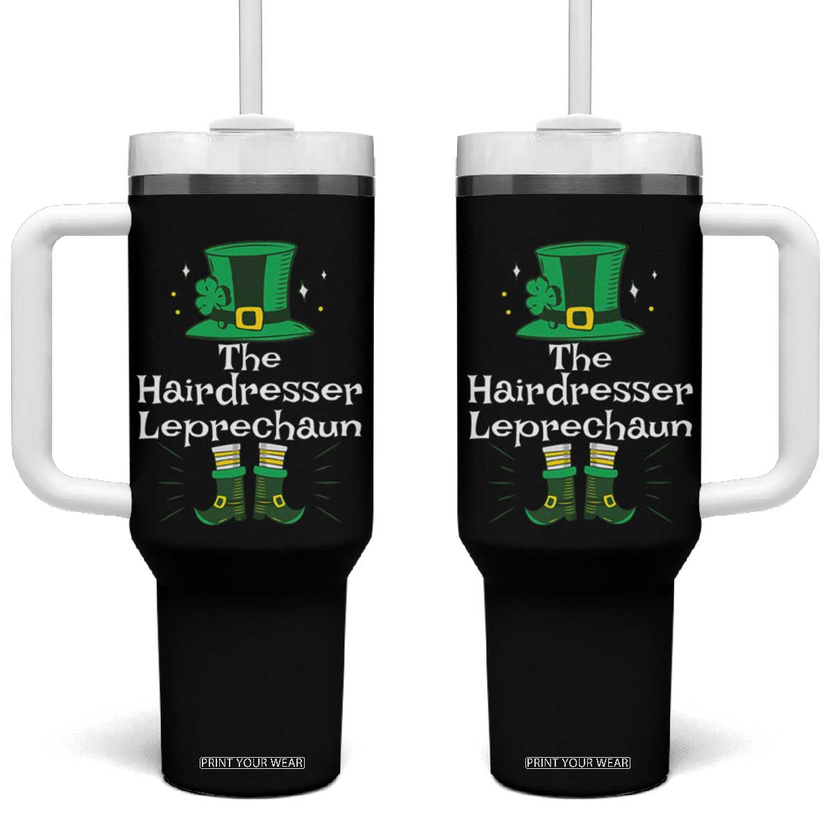 The Hairdresser Leprechaun Matching Group Tumbler With Handle Festive St Patricks Day Squad Hairdressers TS02 One Size: 40 oz Black Print Your Wear