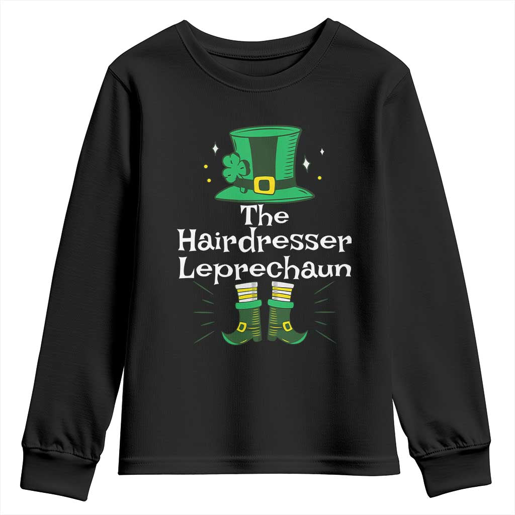 The Hairdresser Leprechaun Matching Group Youth Sweatshirt Festive St Patricks Day Squad Hairdressers TS02 Black Print Your Wear