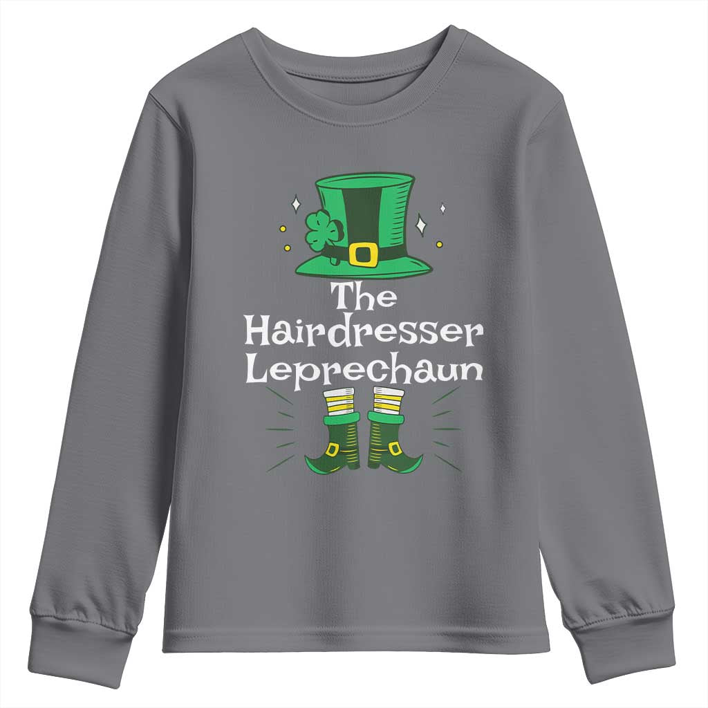 The Hairdresser Leprechaun Matching Group Youth Sweatshirt Festive St Patricks Day Squad Hairdressers TS02 Charcoal Print Your Wear