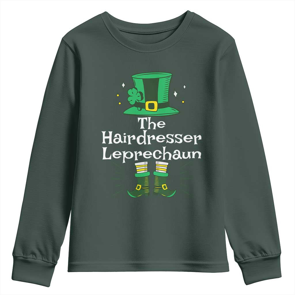 The Hairdresser Leprechaun Matching Group Youth Sweatshirt Festive St Patricks Day Squad Hairdressers TS02 Dark Forest Green Print Your Wear