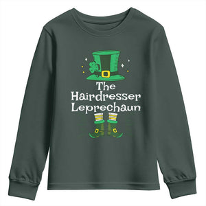 The Hairdresser Leprechaun Matching Group Youth Sweatshirt Festive St Patricks Day Squad Hairdressers TS02 Dark Forest Green Print Your Wear