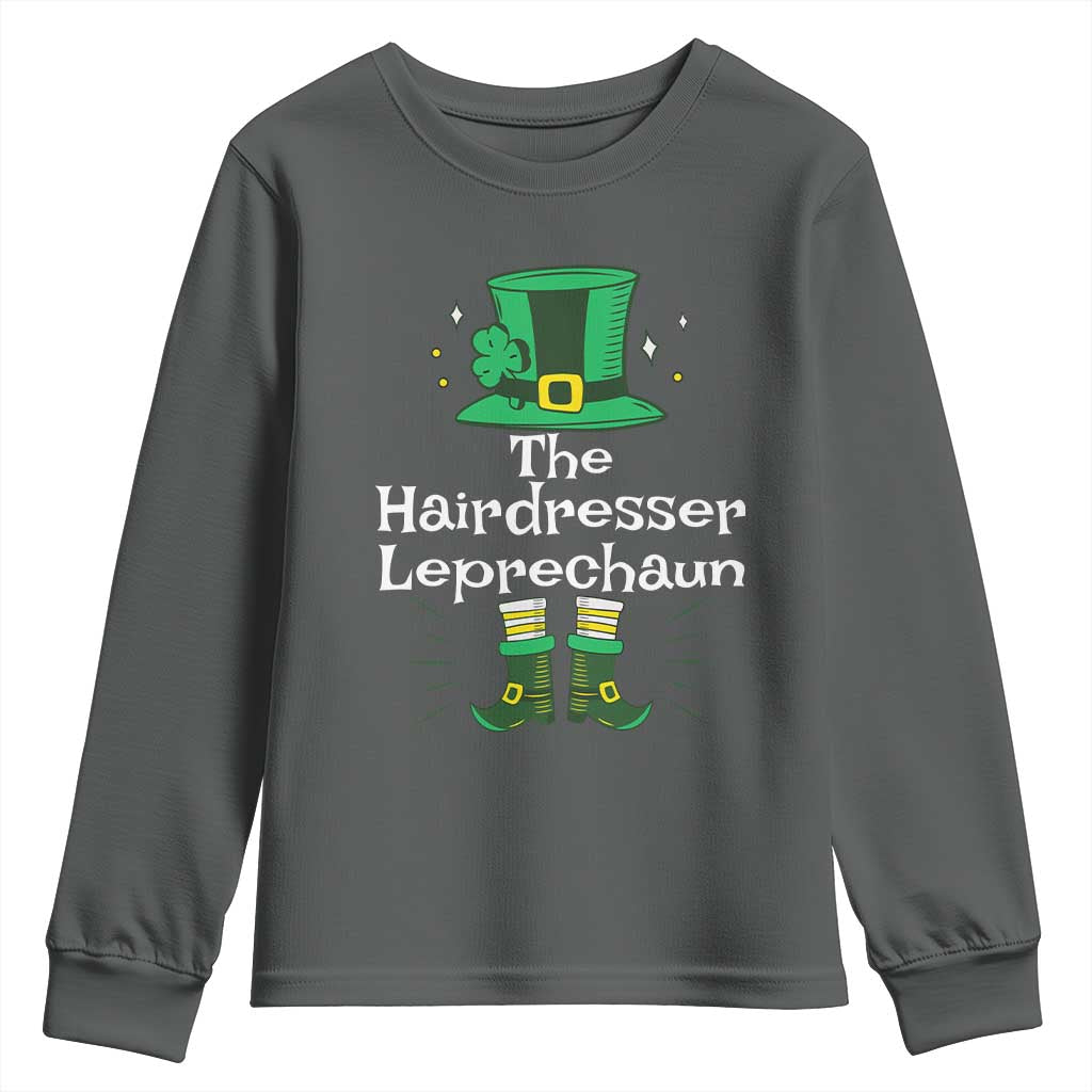 The Hairdresser Leprechaun Matching Group Youth Sweatshirt Festive St Patricks Day Squad Hairdressers TS02 Dark Heather Print Your Wear