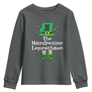 The Hairdresser Leprechaun Matching Group Youth Sweatshirt Festive St Patricks Day Squad Hairdressers TS02 Dark Heather Print Your Wear