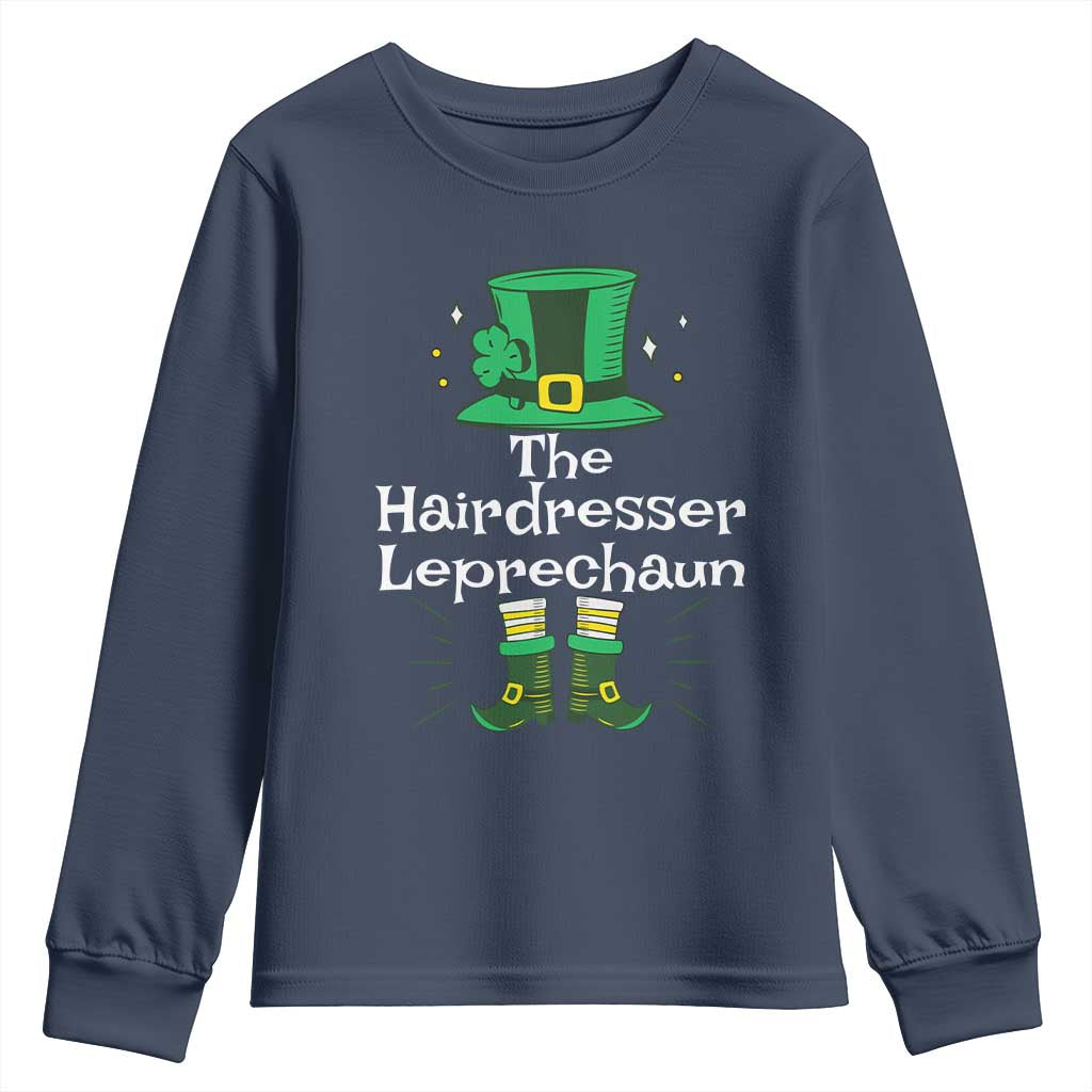 The Hairdresser Leprechaun Matching Group Youth Sweatshirt Festive St Patricks Day Squad Hairdressers TS02 Navy Print Your Wear