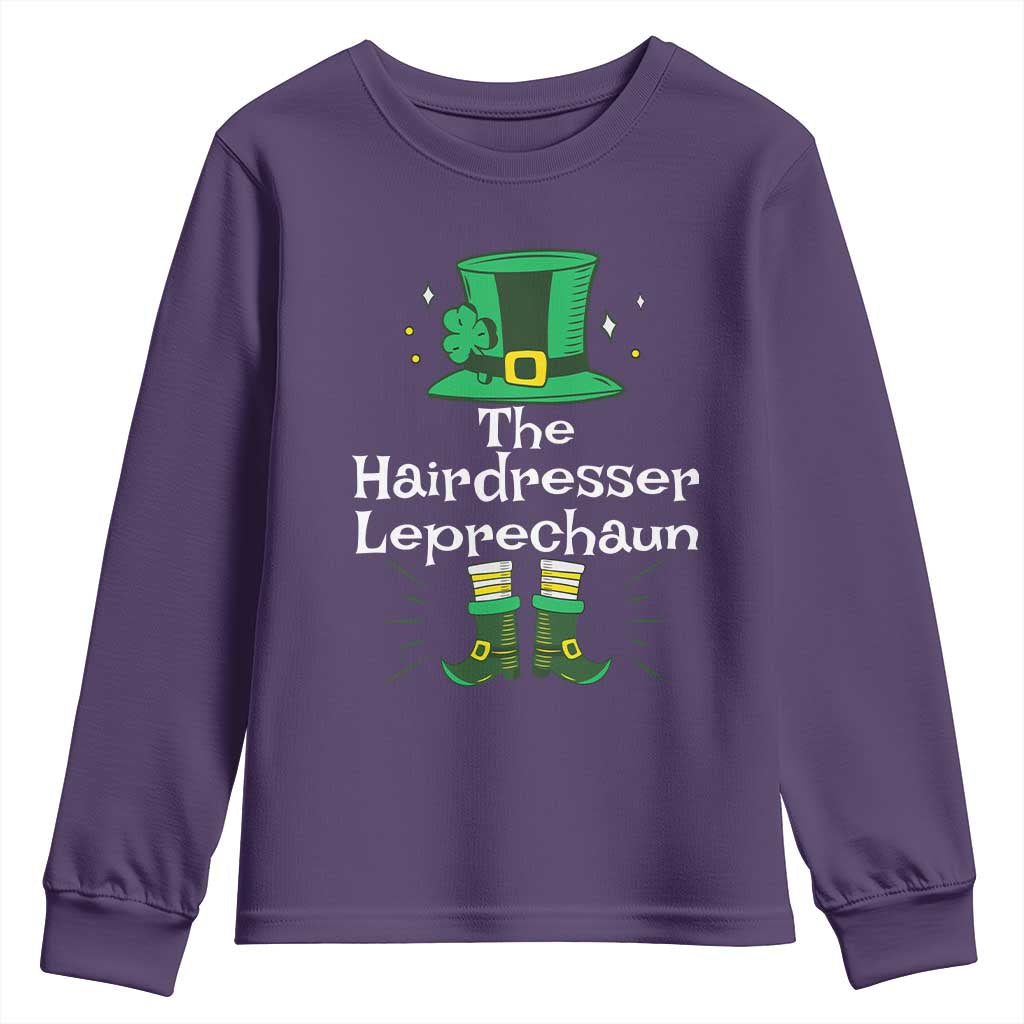 The Hairdresser Leprechaun Matching Group Youth Sweatshirt Festive St Patricks Day Squad Hairdressers TS02 Purple Print Your Wear