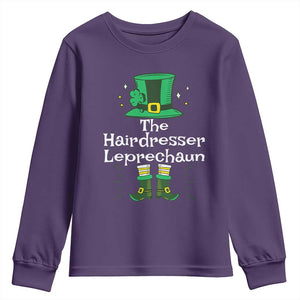 The Hairdresser Leprechaun Matching Group Youth Sweatshirt Festive St Patricks Day Squad Hairdressers TS02 Purple Print Your Wear