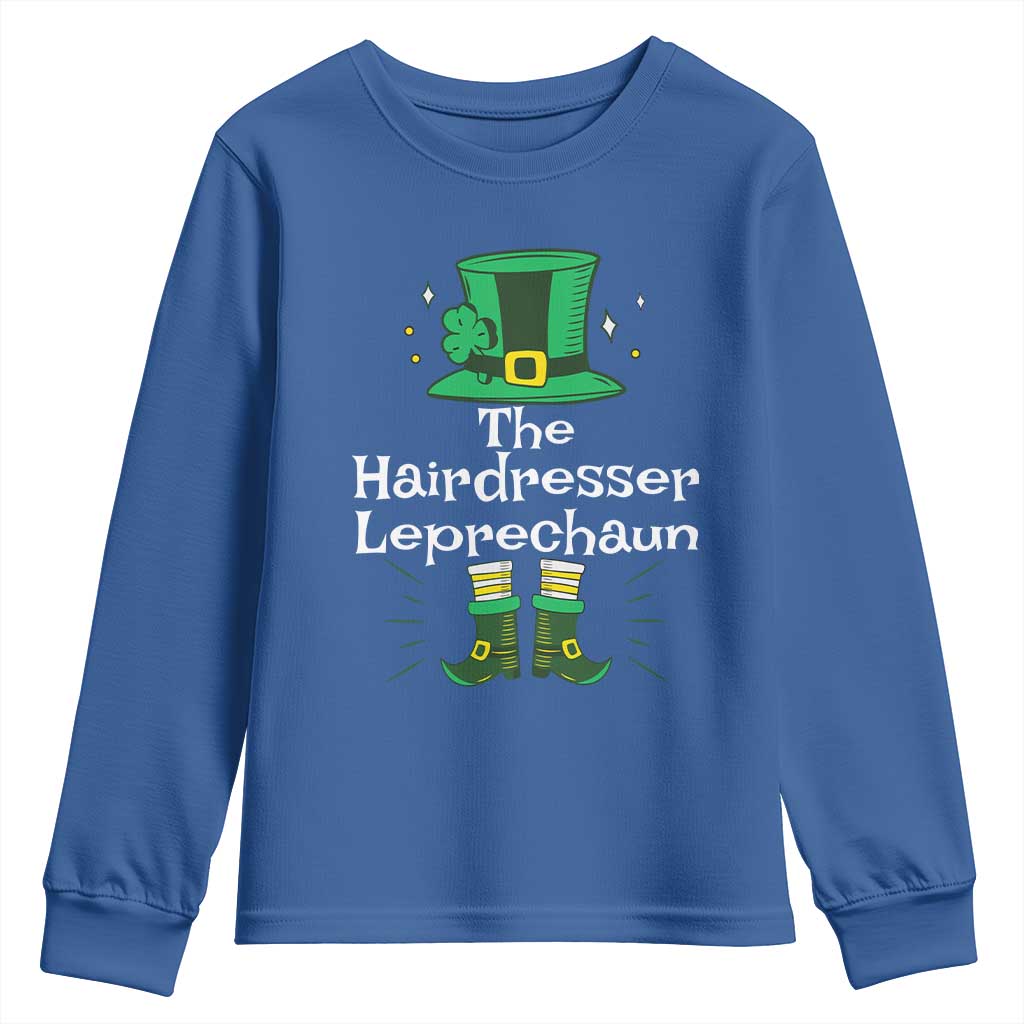 The Hairdresser Leprechaun Matching Group Youth Sweatshirt Festive St Patricks Day Squad Hairdressers TS02 Royal Blue Print Your Wear