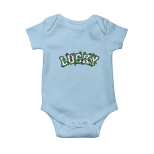 St Patricks Day Lucky Shamrock Baby Onesie Vintage Minimalist TS02 Light Blue Print Your Wear