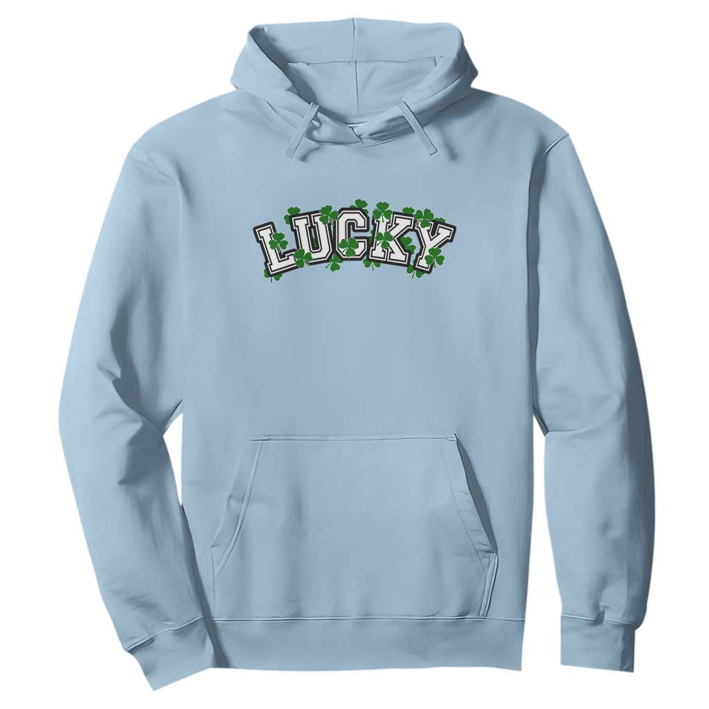 St Patricks Day Lucky Shamrock Hoodie Vintage Minimalist TS02 Light Blue Print Your Wear