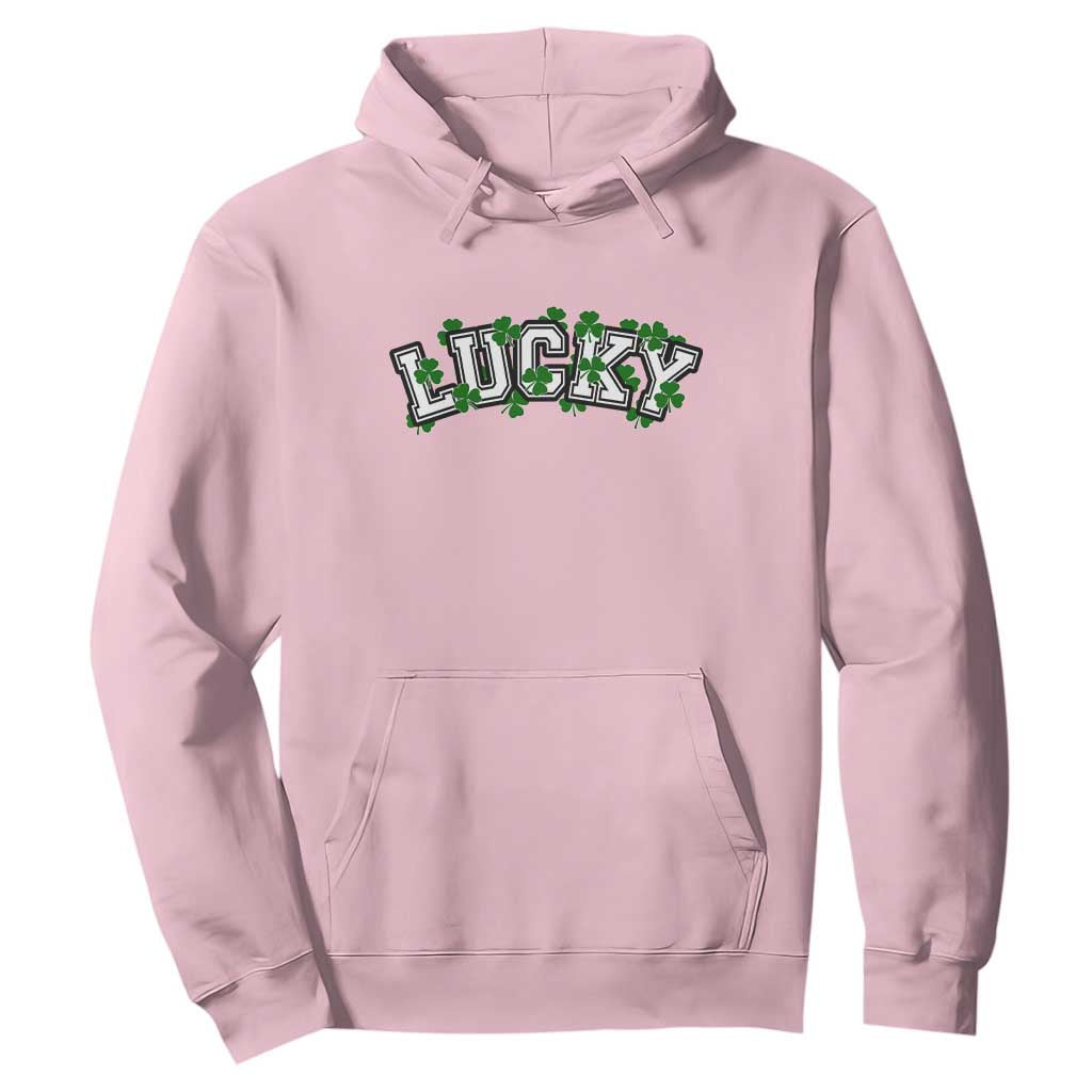 St Patricks Day Lucky Shamrock Hoodie Vintage Minimalist TS02 Light Pink Print Your Wear