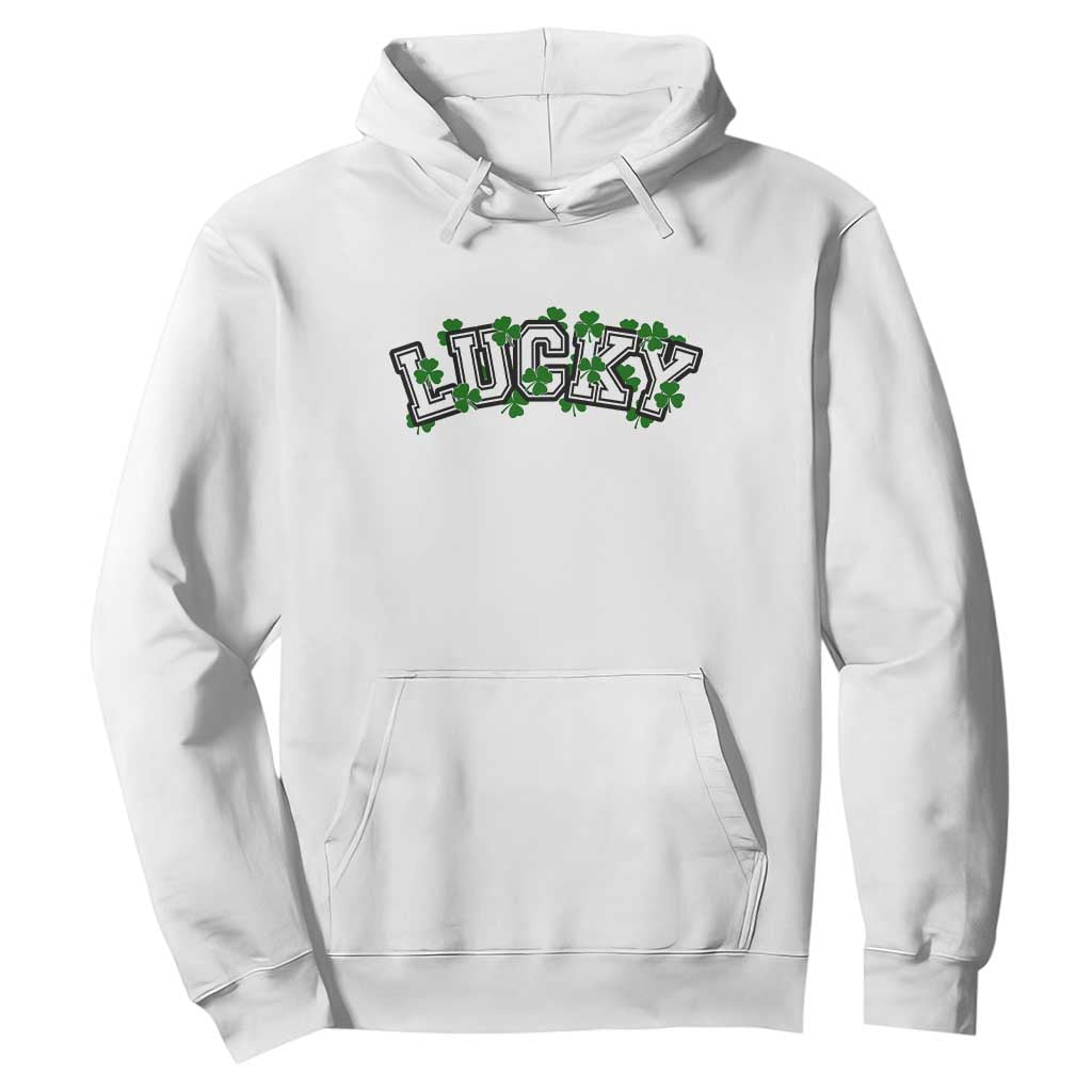 St Patricks Day Lucky Shamrock Hoodie Vintage Minimalist TS02 White Print Your Wear
