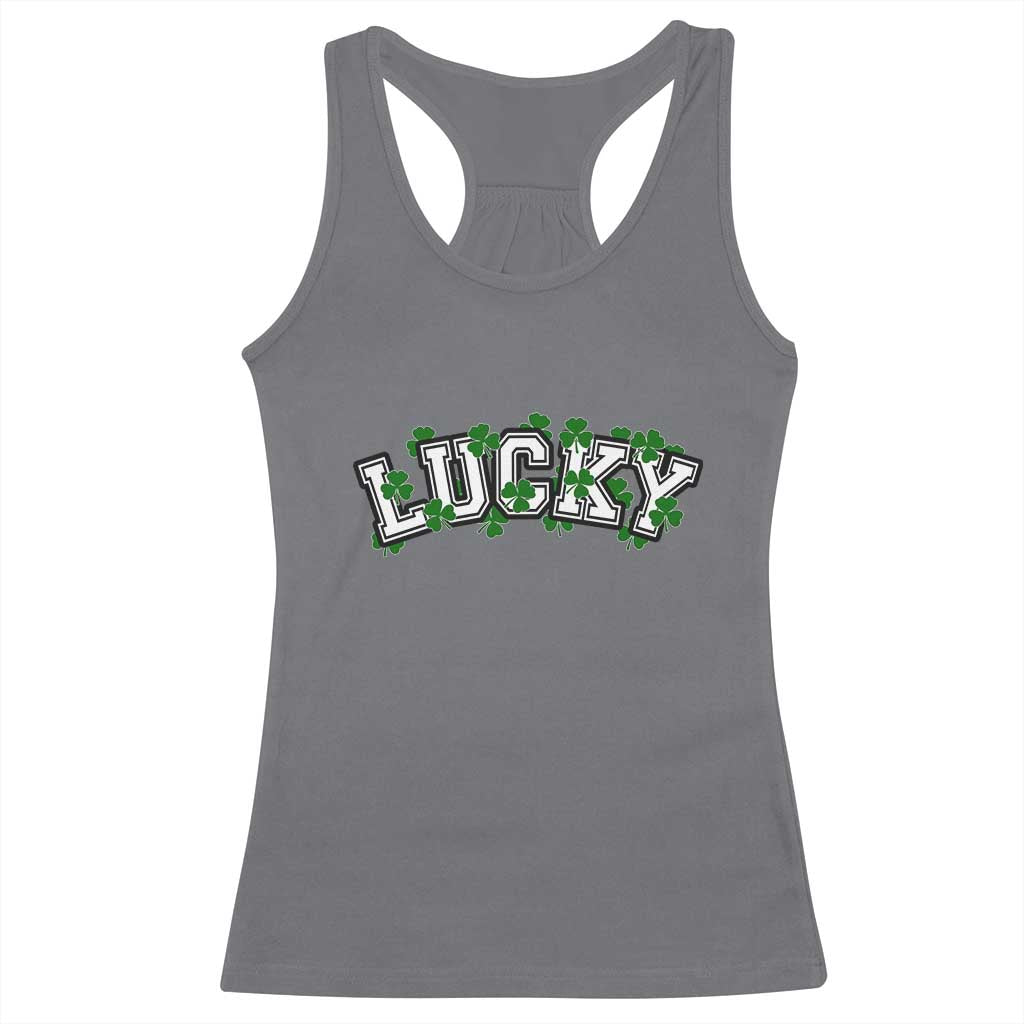 St Patricks Day Lucky Shamrock Racerback Tank Top Vintage Minimalist TS02 Charcoal Print Your Wear
