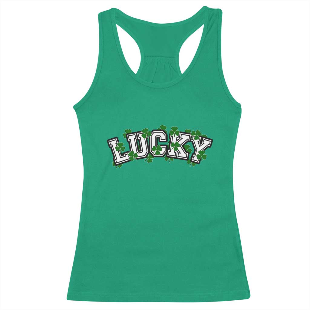 St Patricks Day Lucky Shamrock Racerback Tank Top Vintage Minimalist TS02 Irish Green Print Your Wear