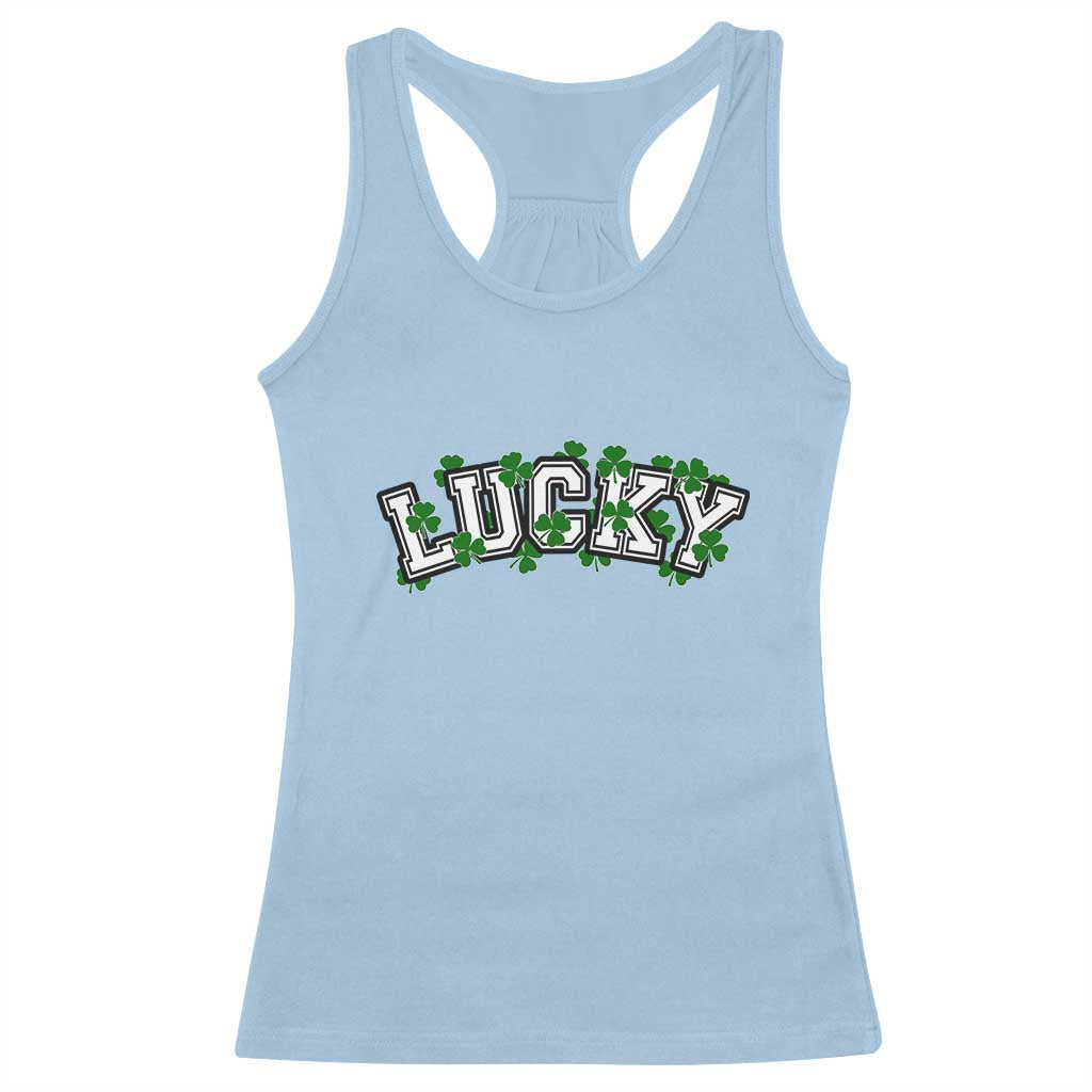 St Patricks Day Lucky Shamrock Racerback Tank Top Vintage Minimalist TS02 Light Blue Print Your Wear