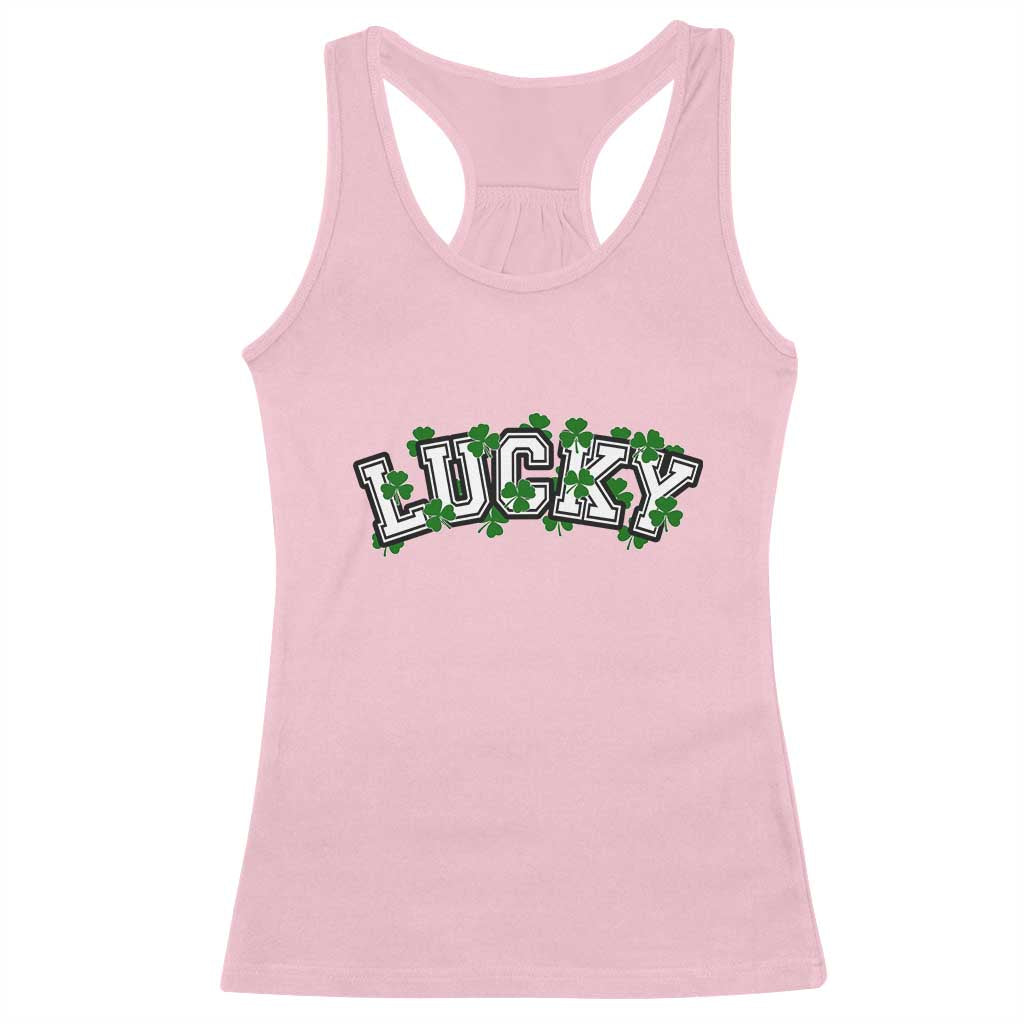 St Patricks Day Lucky Shamrock Racerback Tank Top Vintage Minimalist TS02 Light Pink Print Your Wear