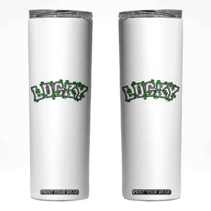 St Patricks Day Lucky Shamrock Skinny Tumbler Vintage Minimalist TS02 White Print Your Wear