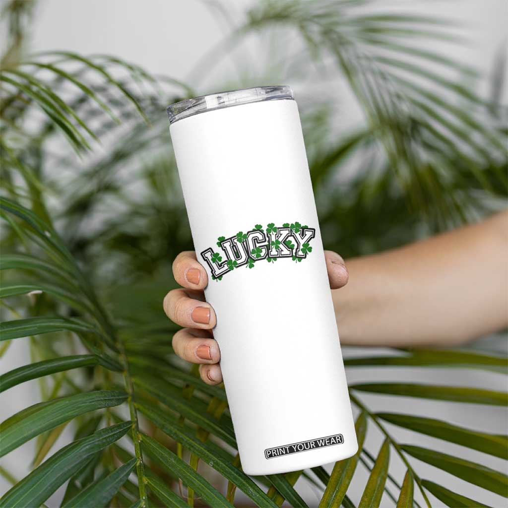 St Patricks Day Lucky Shamrock Skinny Tumbler Vintage Minimalist TS02 Print Your Wear