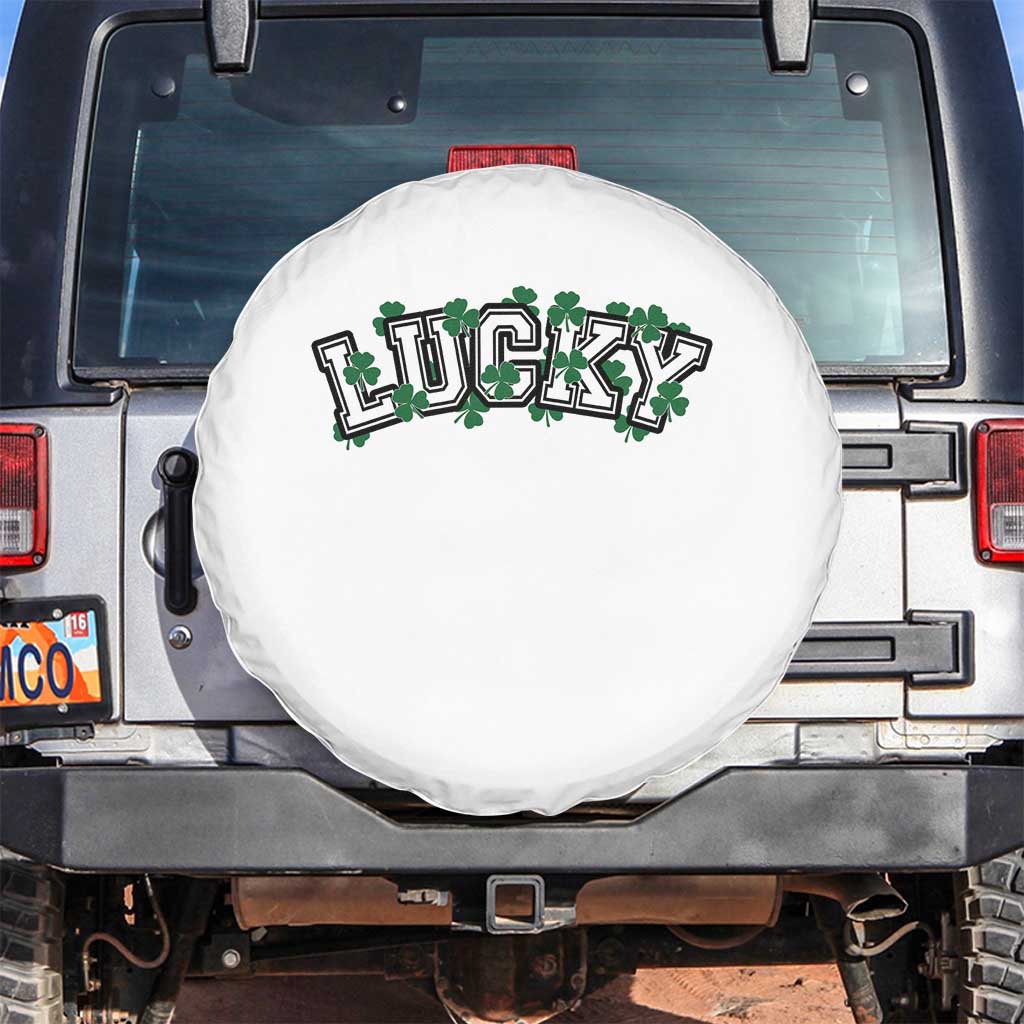 St Patricks Day Lucky Shamrock Spare Tire Cover Vintage Minimalist TS02 No hole White Print Your Wear