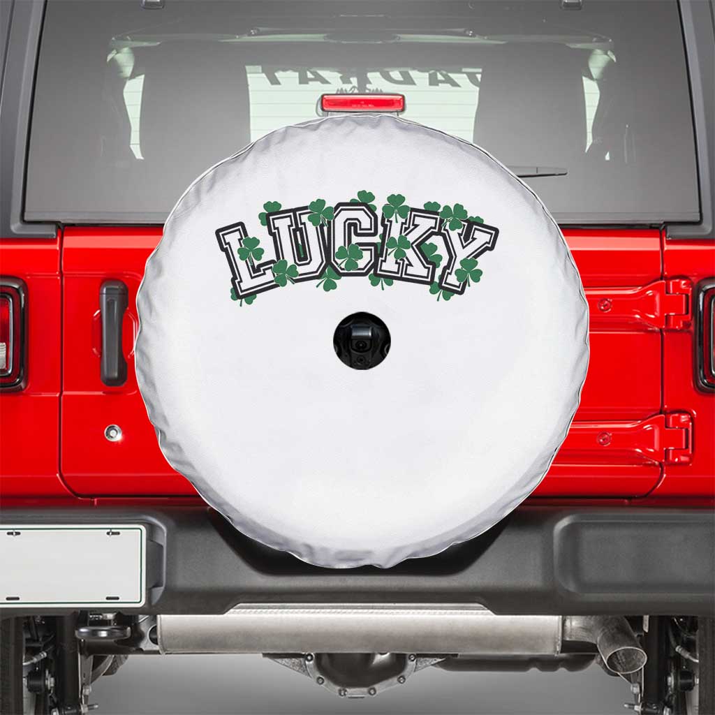 St Patricks Day Lucky Shamrock Spare Tire Cover Vintage Minimalist TS02 White Print Your Wear