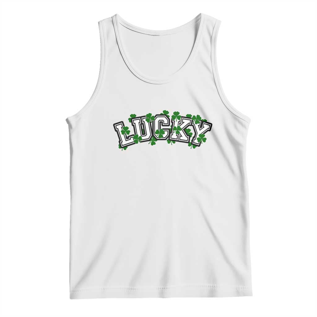 St Patricks Day Lucky Shamrock Tank Top Vintage Minimalist TS02 White Print Your Wear