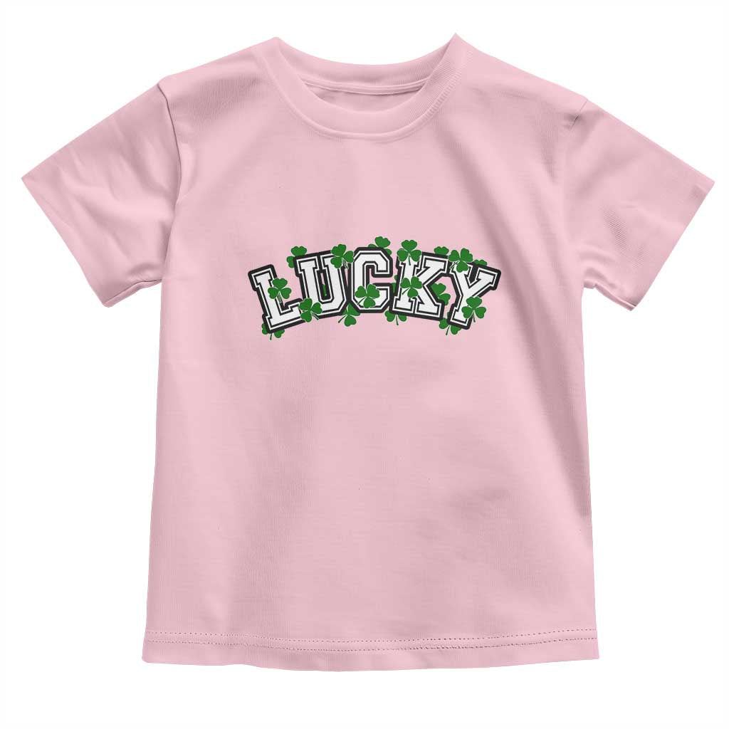 St Patricks Day Lucky Shamrock Toddler T Shirt Vintage Minimalist TS02 Light Pink Print Your Wear