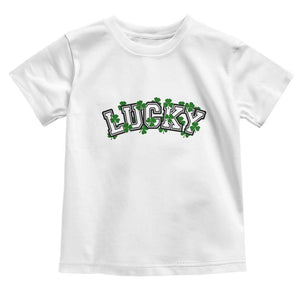 St Patricks Day Lucky Shamrock Toddler T Shirt Vintage Minimalist TS02 White Print Your Wear