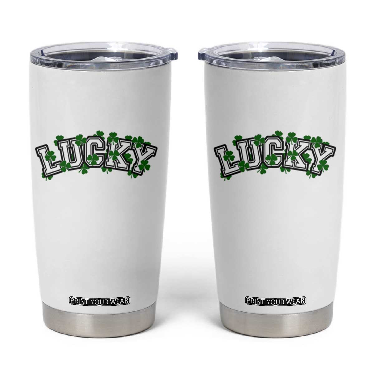 St Patricks Day Lucky Shamrock Tumbler Cup Vintage Minimalist TS02 White Print Your Wear