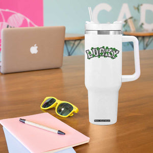 St Patricks Day Lucky Shamrock Tumbler With Handle Vintage Minimalist TS02 Print Your Wear