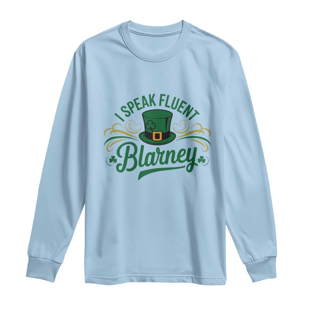 I Speak The Blarney Long Sleeve Shirt Funny Irish St. Patricks Day TS02 Light Blue Print Your Wear