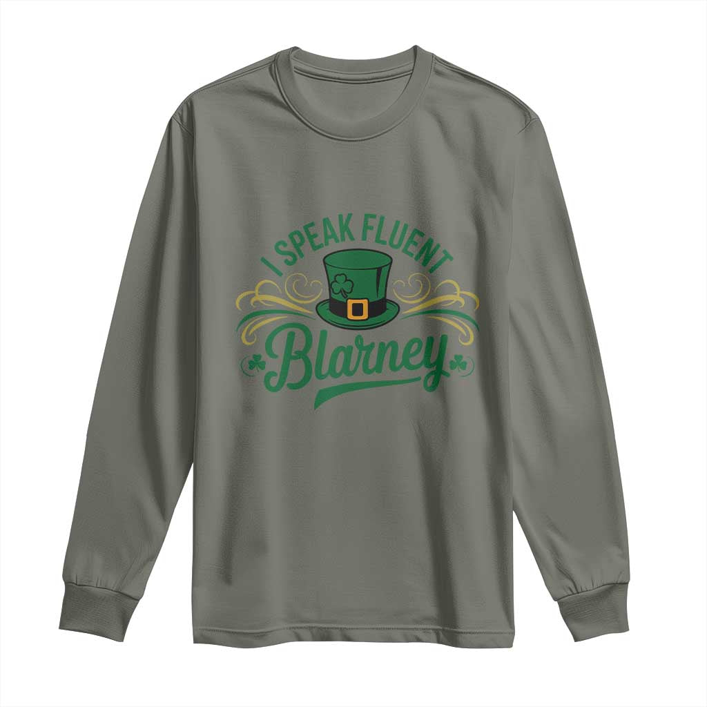 I Speak The Blarney Long Sleeve Shirt Funny Irish St. Patricks Day TS02 Military Green Print Your Wear