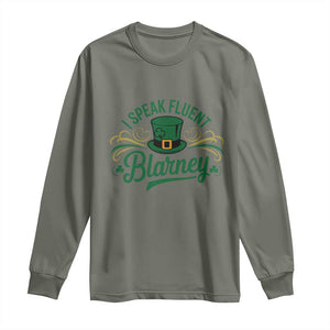 I Speak The Blarney Long Sleeve Shirt Funny Irish St. Patricks Day TS02 Military Green Print Your Wear