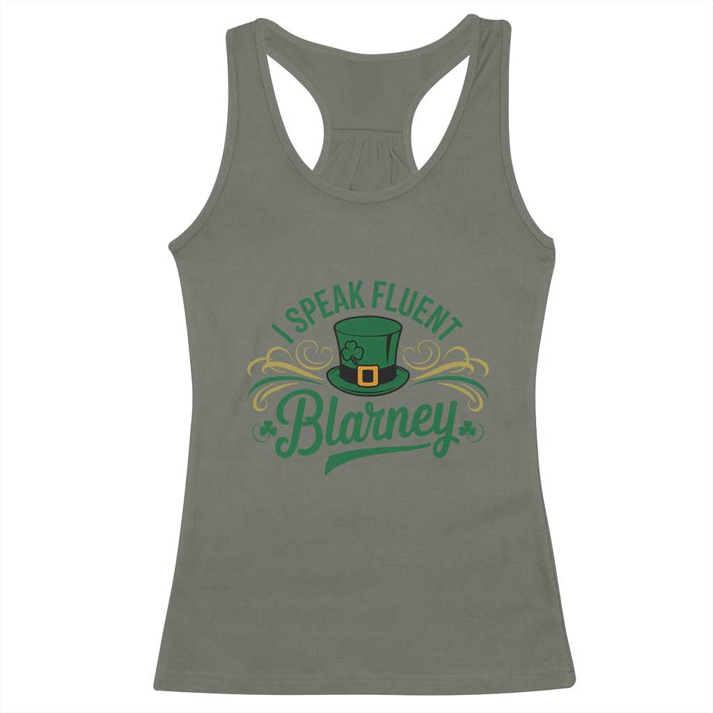 I Speak The Blarney Racerback Tank Top Funny Irish St. Patricks Day TS02 Military Green Print Your Wear