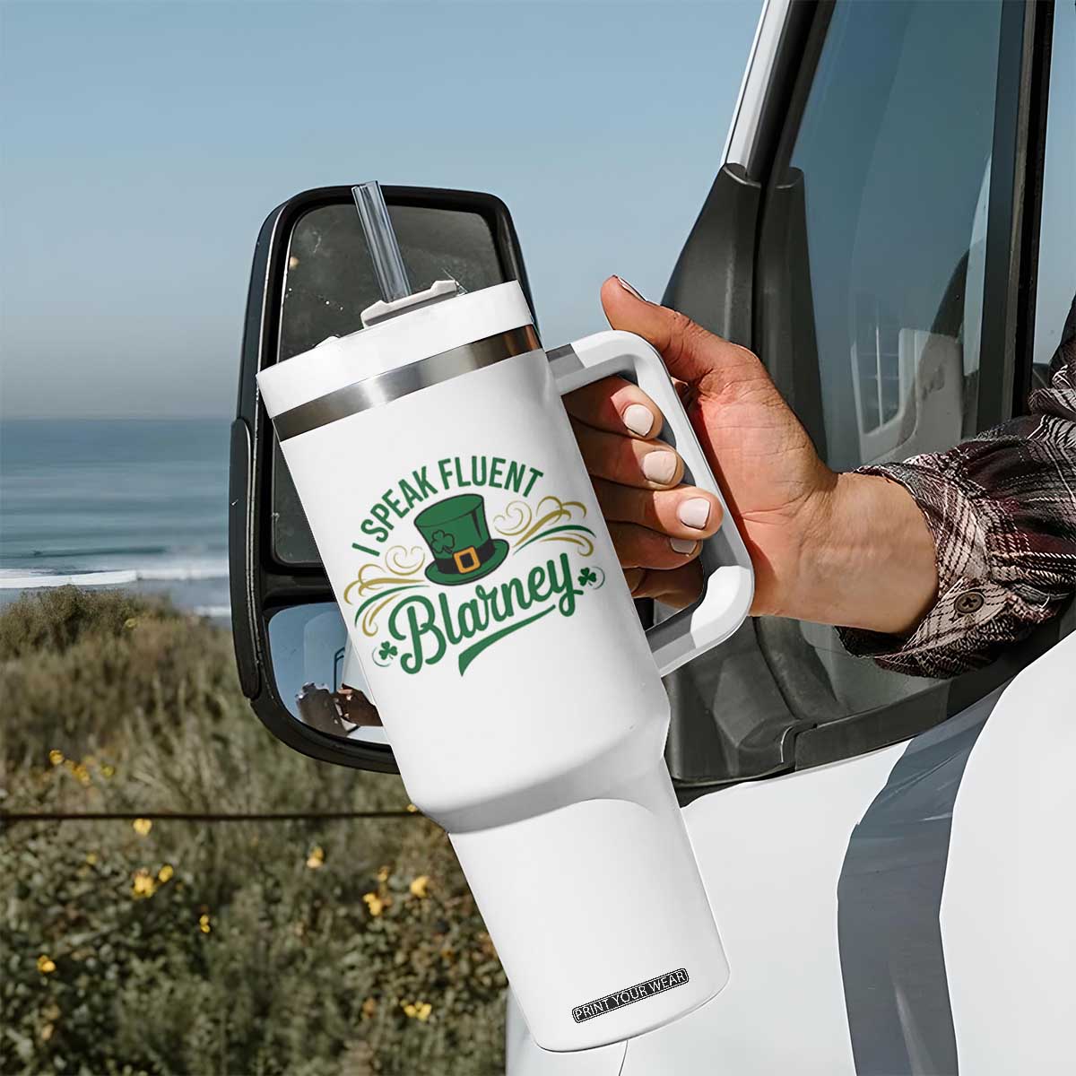 I Speak The Blarney Tumbler With Handle Funny Irish St. Patricks Day TS02 Print Your Wear