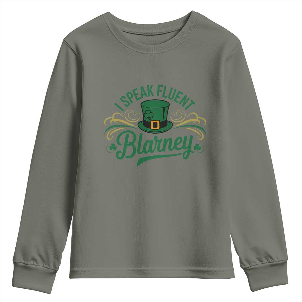 I Speak The Blarney Youth Sweatshirt Funny Irish St. Patricks Day TS02 Military Green Print Your Wear