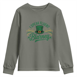 I Speak The Blarney Youth Sweatshirt Funny Irish St. Patricks Day TS02 Military Green Print Your Wear