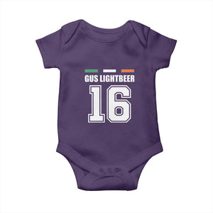 Funny Gus Lightbeer 16 Baby Onesie Ireland Irish Name St. Patricks Day Drinking Pub TS02 Purple Print Your Wear
