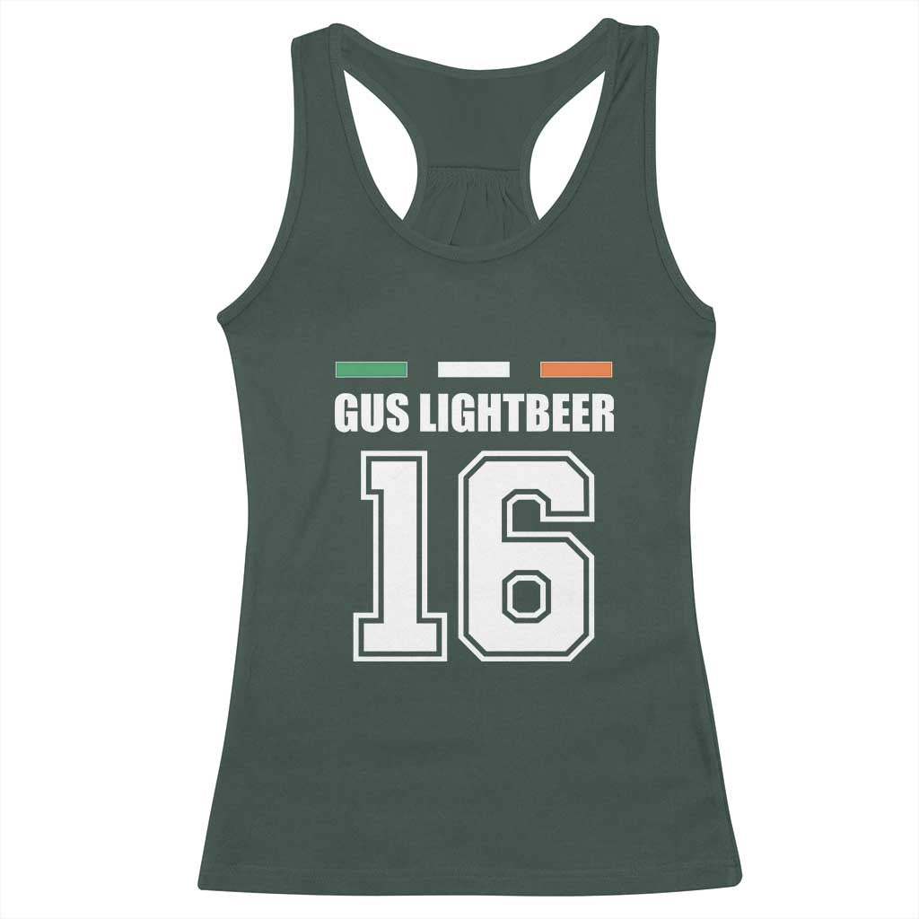 Funny Gus Lightbeer 16 Racerback Tank Top Ireland Irish Name St. Patricks Day Drinking Pub TS02 Dark Forest Green Print Your Wear