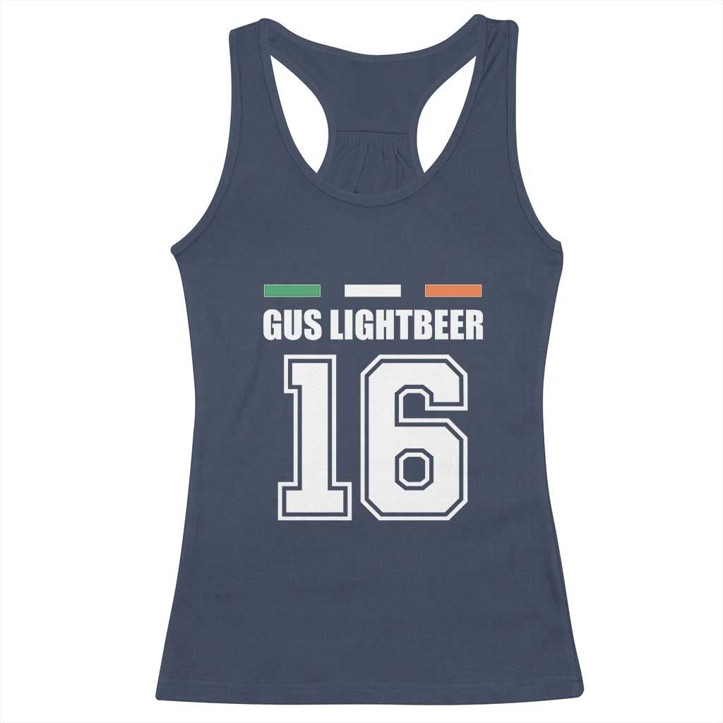 Funny Gus Lightbeer 16 Racerback Tank Top Ireland Irish Name St. Patricks Day Drinking Pub TS02 Navy Print Your Wear