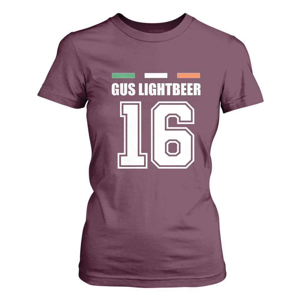 Funny Gus Lightbeer 16 T Shirt For Women Ireland Irish Name St. Patricks Day Drinking Pub TS02 Maroon Print Your Wear