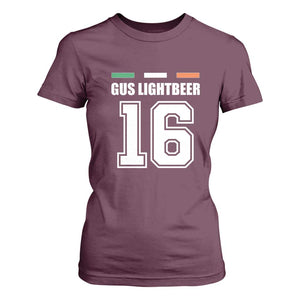 Funny Gus Lightbeer 16 T Shirt For Women Ireland Irish Name St. Patricks Day Drinking Pub TS02 Maroon Print Your Wear