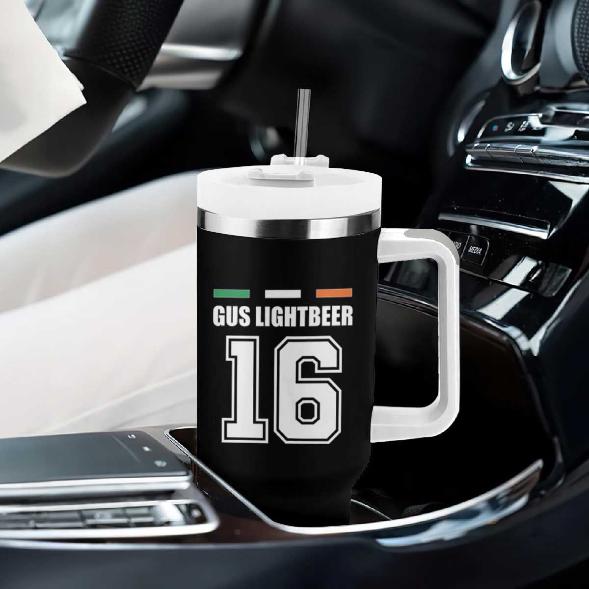 Funny Gus Lightbeer 16 Tumbler With Handle Ireland Irish Name St. Patricks Day Drinking Pub TS02 Print Your Wear